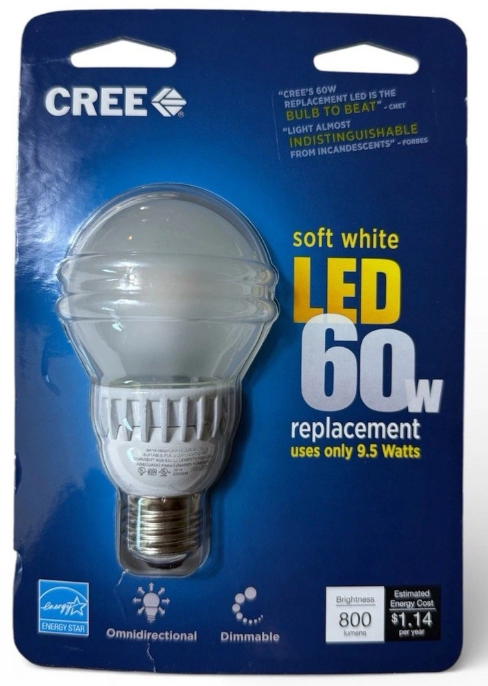 CREE Soft White LED 60W Dimmable Bulb 2700K/800 Lumens
