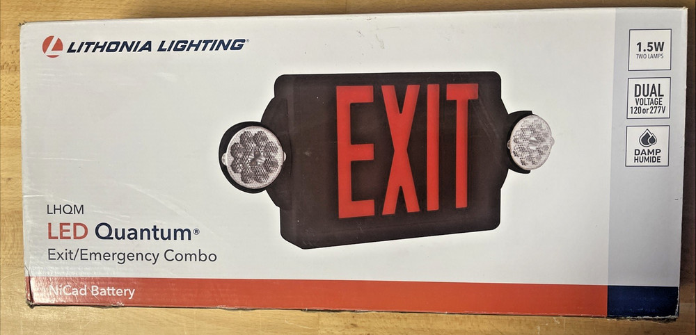 Lithonia Lighting LED Exit Sign/Emergency Combo LHQMLEDBRM6 - Black