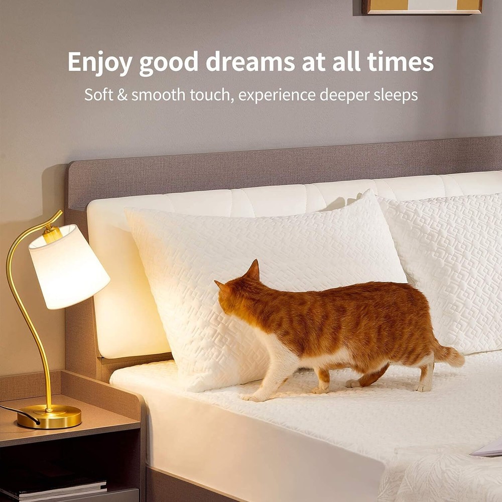 Deep Pocket Waterproof Mattress Protector Soft Mattress Cover Pad Fitted, Sizes