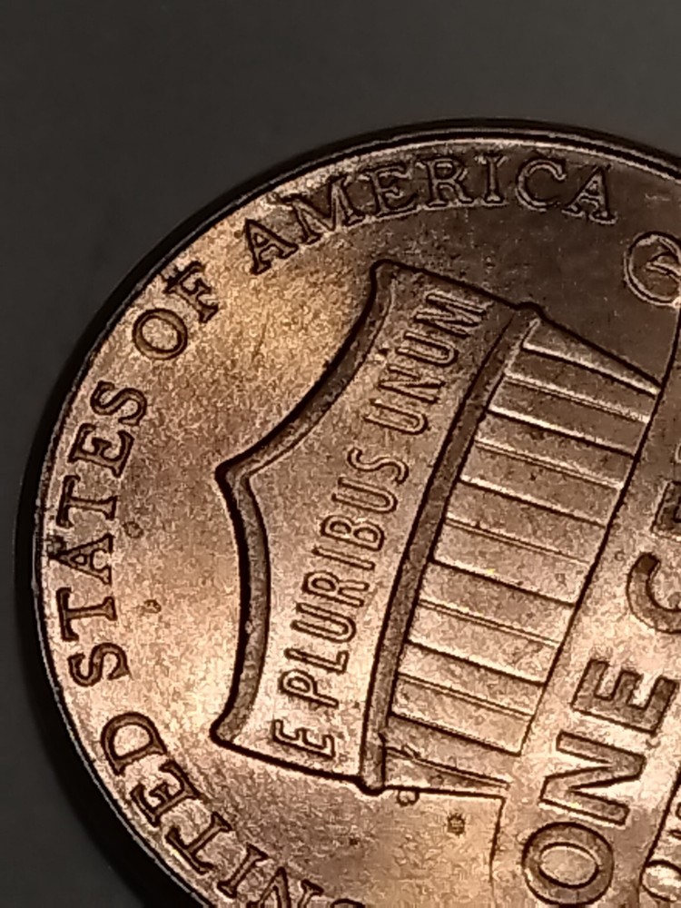 2012 P Lincoln Shield Cent Die Chip Reverse Error Upper left area of shield