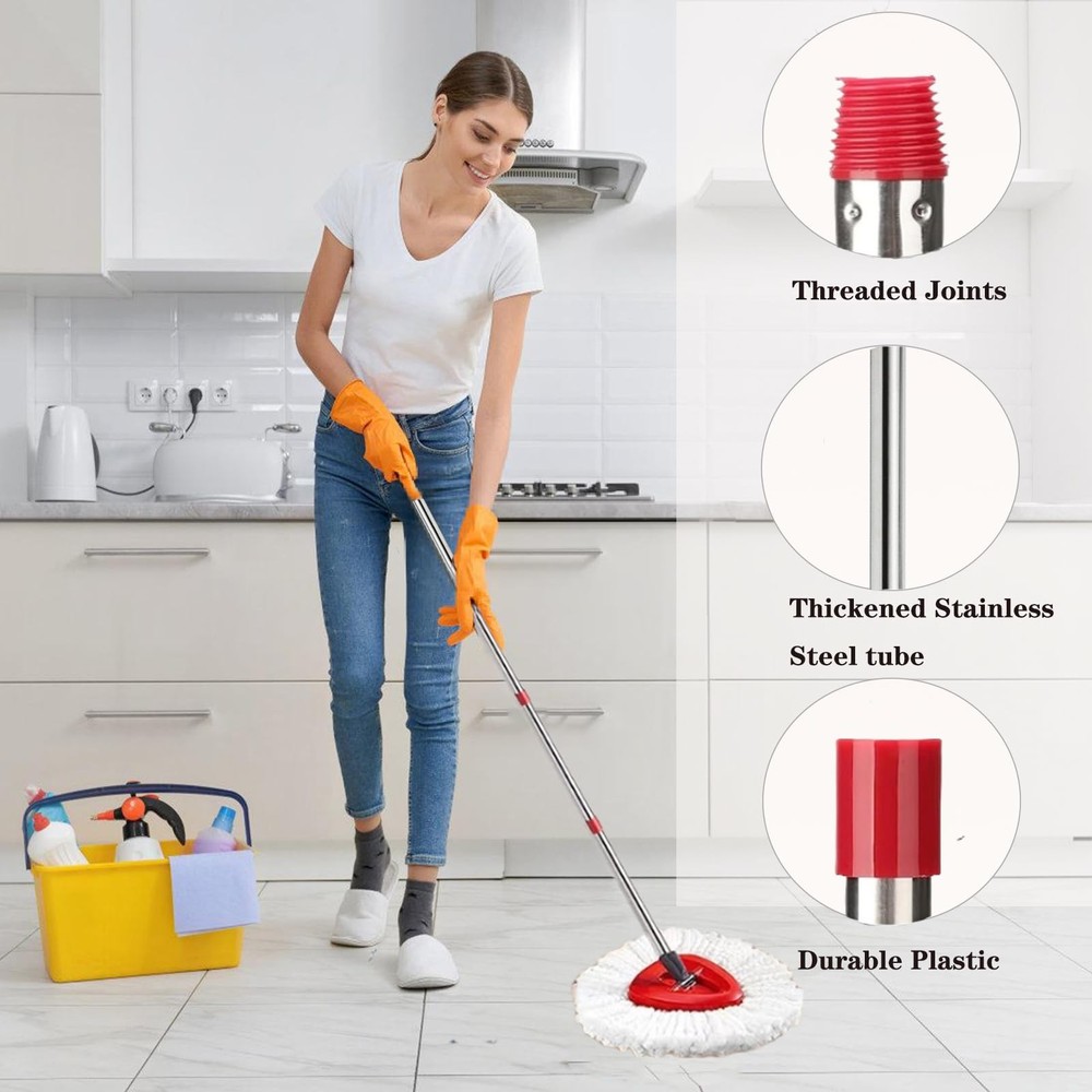 Spin Mop Replacement Handle 30" - 58" Adjustable Ocedar Compatible Screw Joint