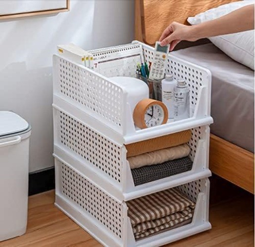 Stackable Organizer, 8 Pack Collapsible Plastic Wardrobe