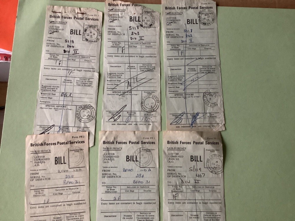 British Forces Postal service Bill 6 items  Ref A1691