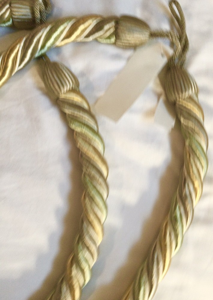 2 Curtain Large Rope Tie Backs 37” 2 Tone Golds￼