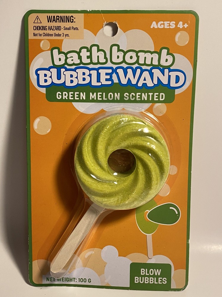 BATH BOMB BUBBLE WAND Green Melon Scented New in Package blows bubbles