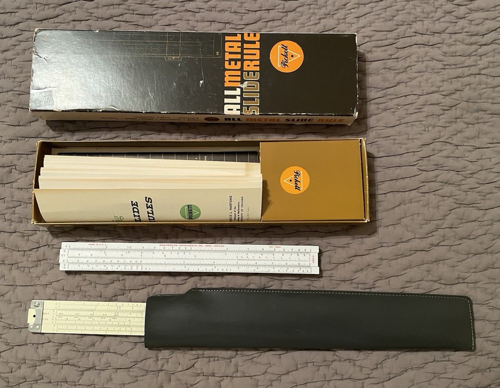 2 Slide Rules. Vintage. Pickett w/Instructions And Case. Engineering Slide Rule.