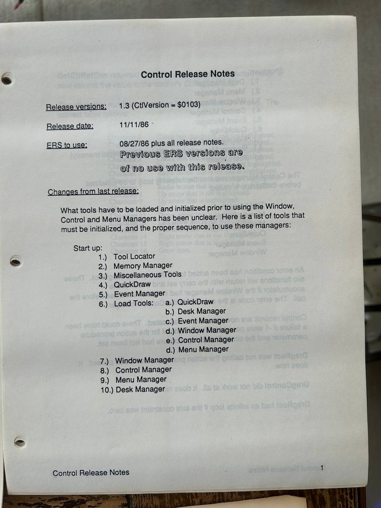 Original Apple internal IIgs Cortland software, ROM & ERS documents 1986–87