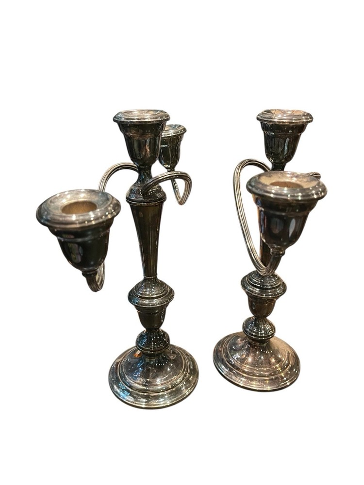 gorham silver Plated Convertible candlesticks pair Vintage