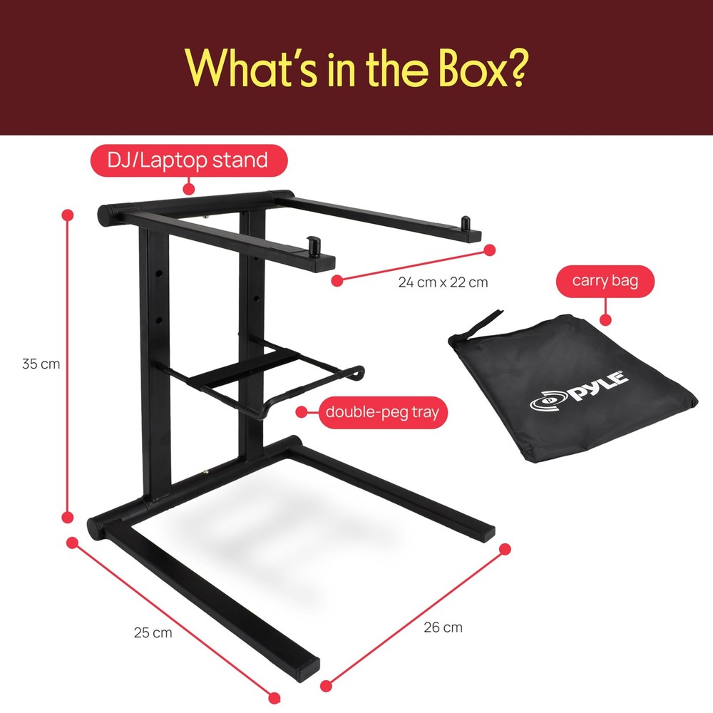 Pyle Portable Folding Laptop Stand - Foldable One Size, Black