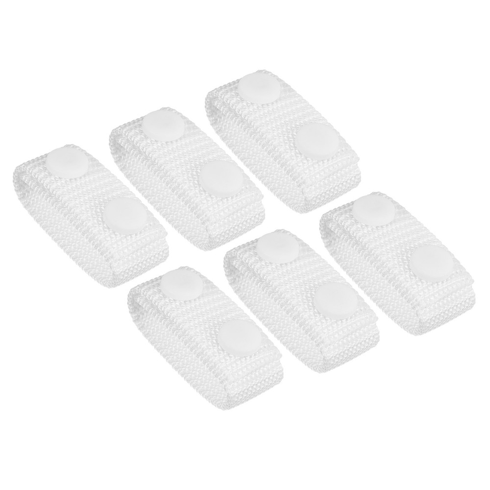 Belt Keeper, 6Pcs Nylon Webbing Loop with Double Snaps Belt, White