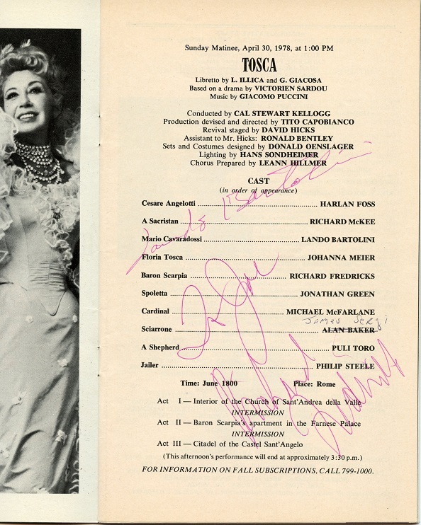 NEW YORK CITY OPERA - Three Autographed Program