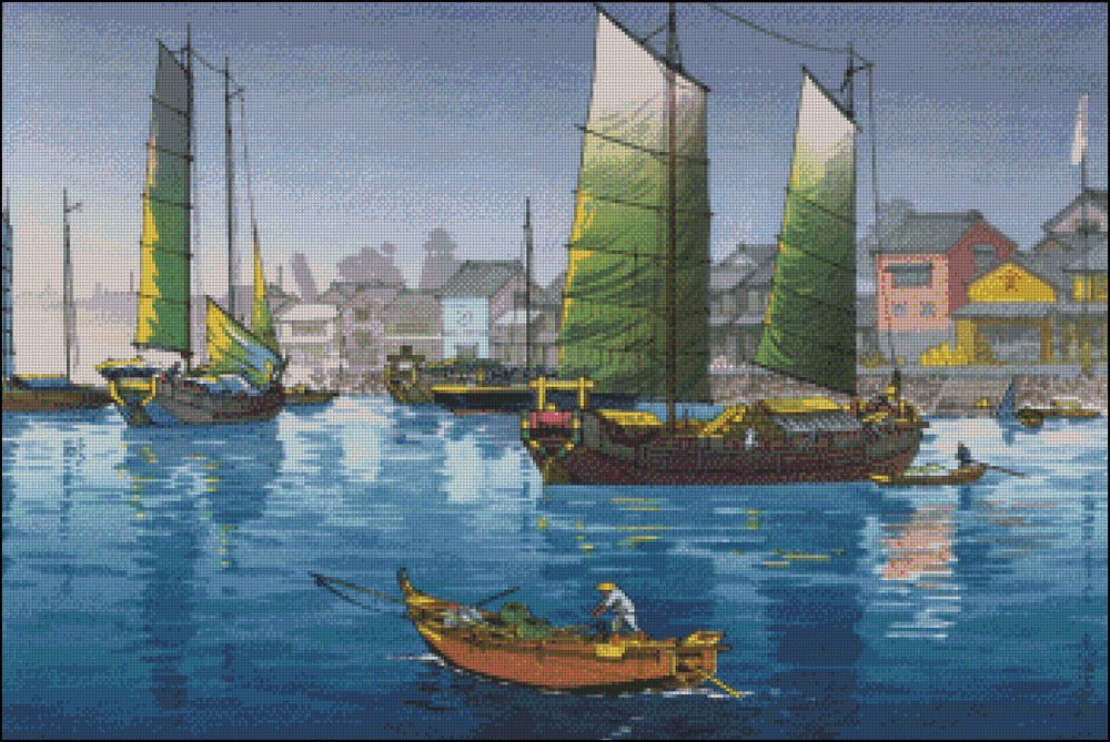 Needlework DIY Counted Cross Stitch Chart - Akashi Harbour