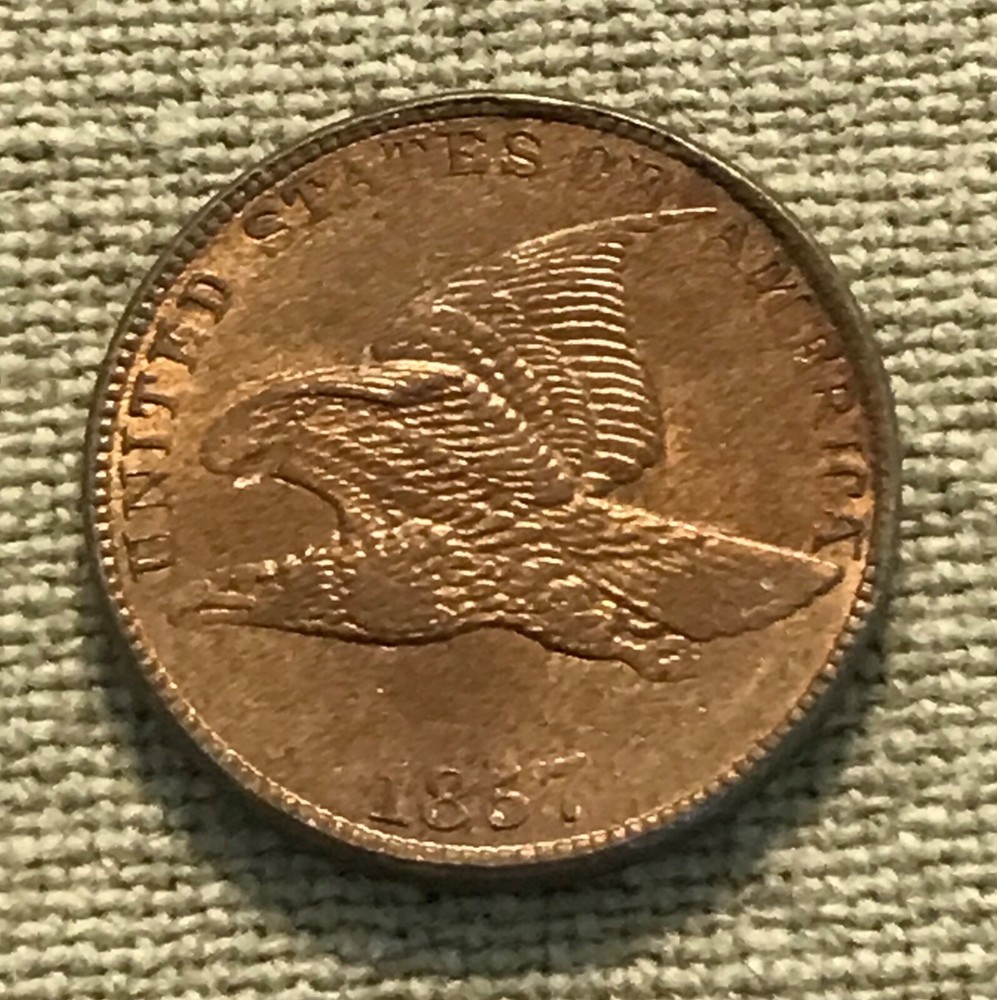 1857 Flying eagle cent  ,  lustrous AU