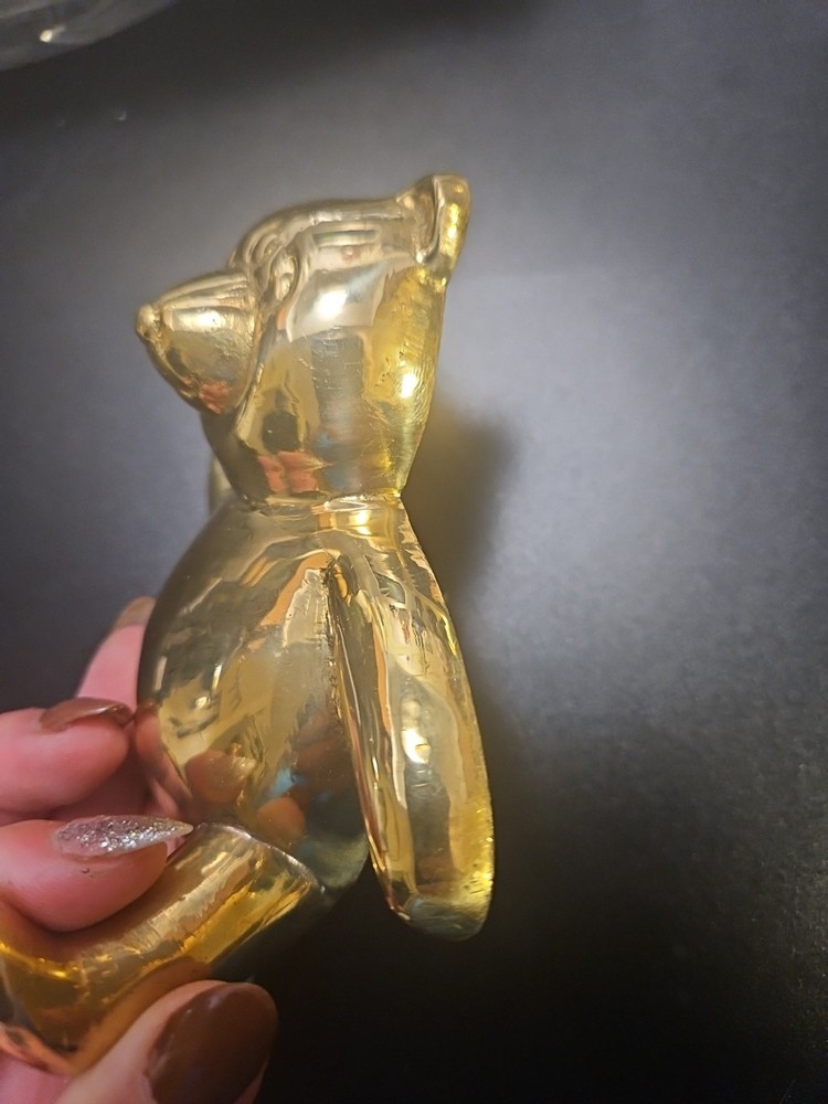 20th Century Boho Chic Brass Panda Wall Hook