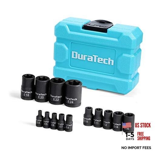 14-Piece External Star Impact Socket Set with Storage Case, E4 to E24, 1/4”,