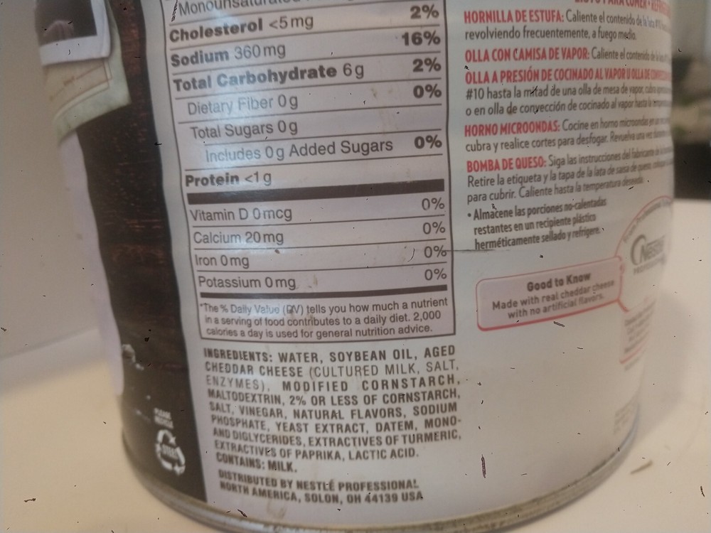 1Chef- Mate Original Basic Cheddar Cheese Sause 6 Lb, Container little damaged .