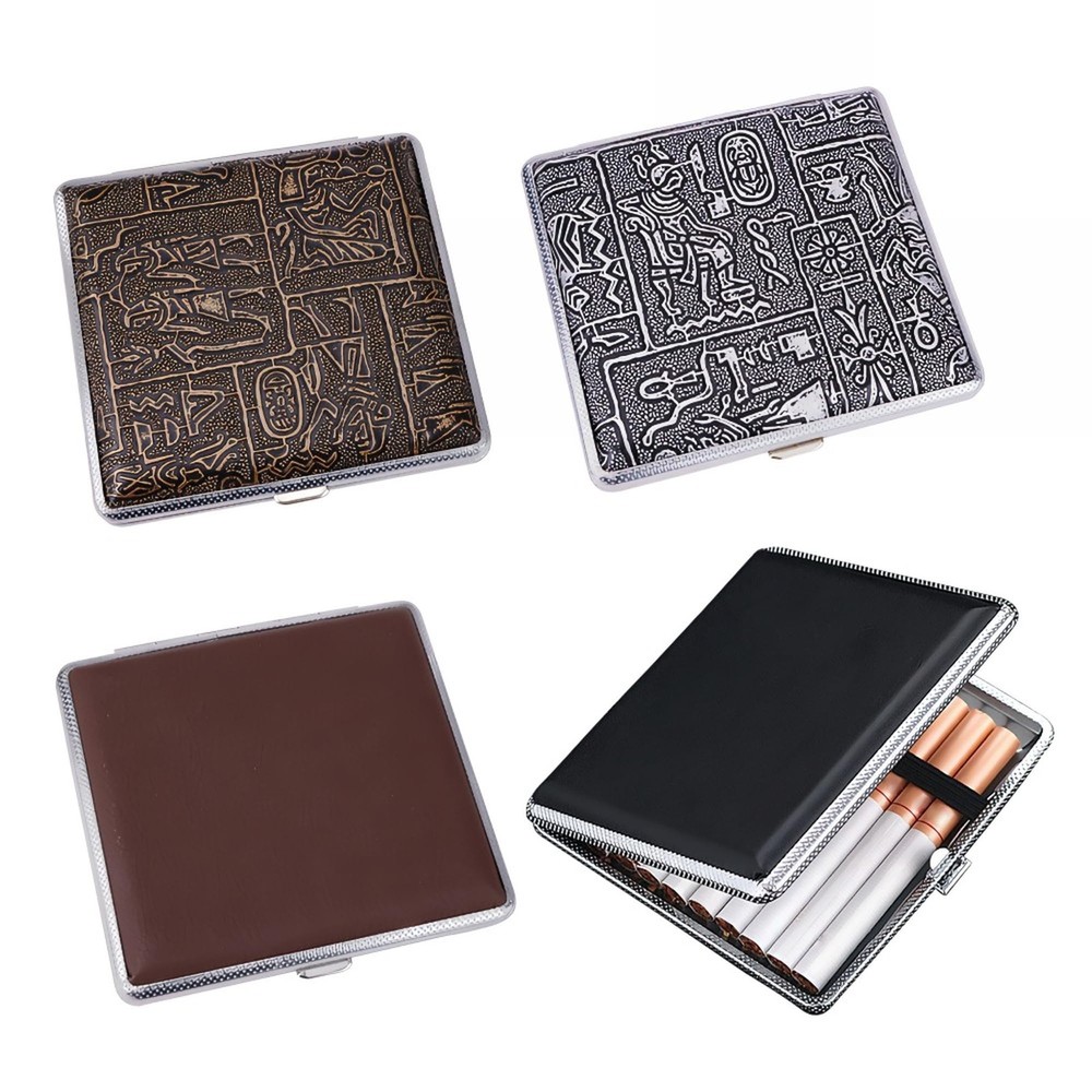 4 Pack Cigarette Case Metal Box with Square, Black,Golden,Silver