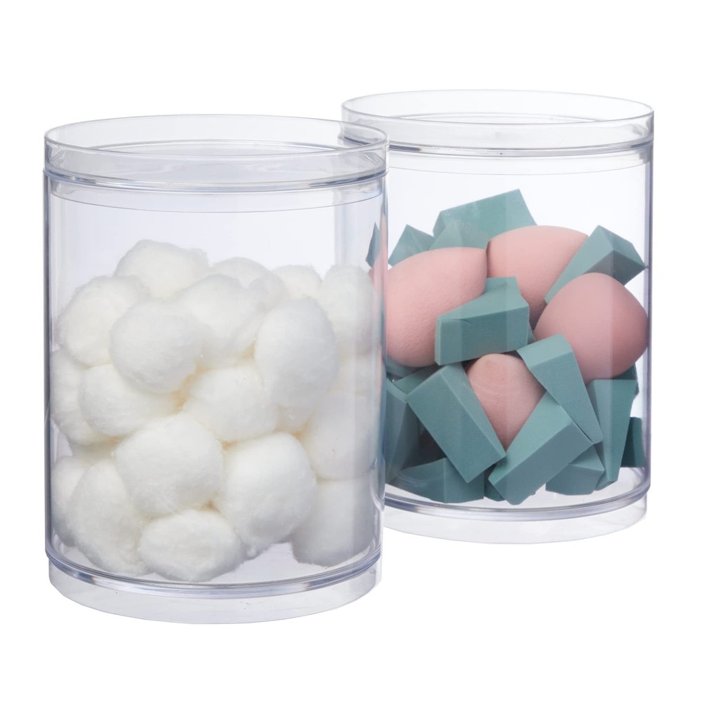 STORi Bella Tall Scrunchie Holder Stackable Clear Plastic Container Set of 2