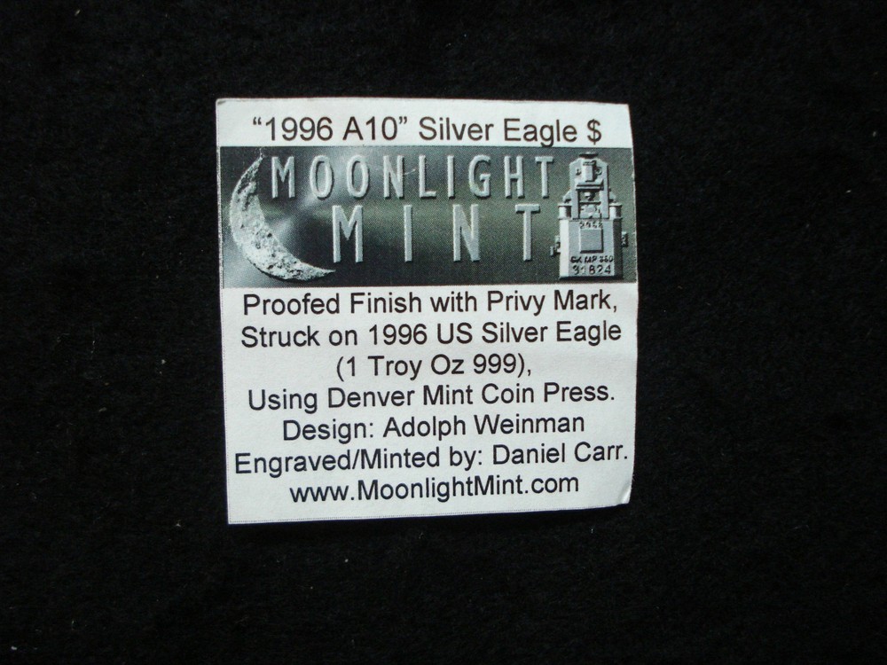 DANIEL CARR 1996-D WALKING LIBERTY $ O/S ON SILVER EAGLE
