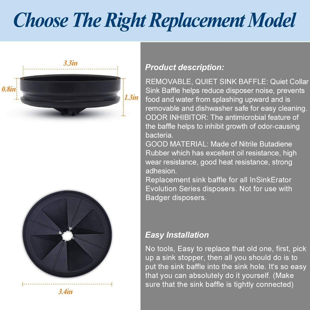 2-Pack QCB-AM Rubber Garbage Disposal Splash Guard for Most Sink Disposal System