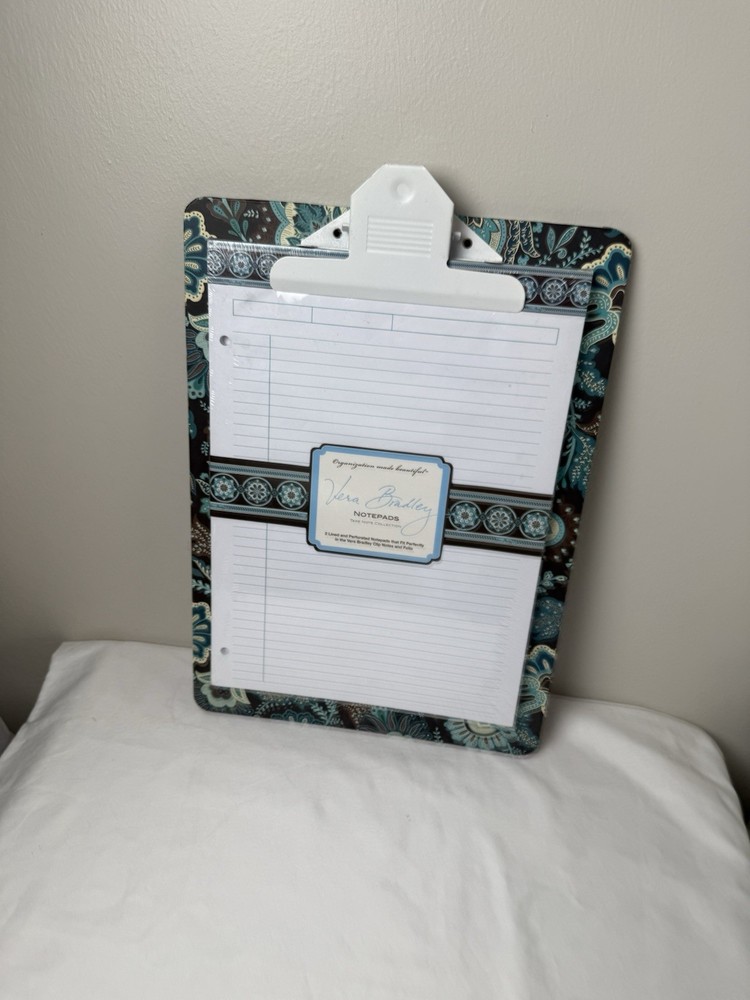 Vera Bradley Java Blue Clipboard And Note Pad Set NEW