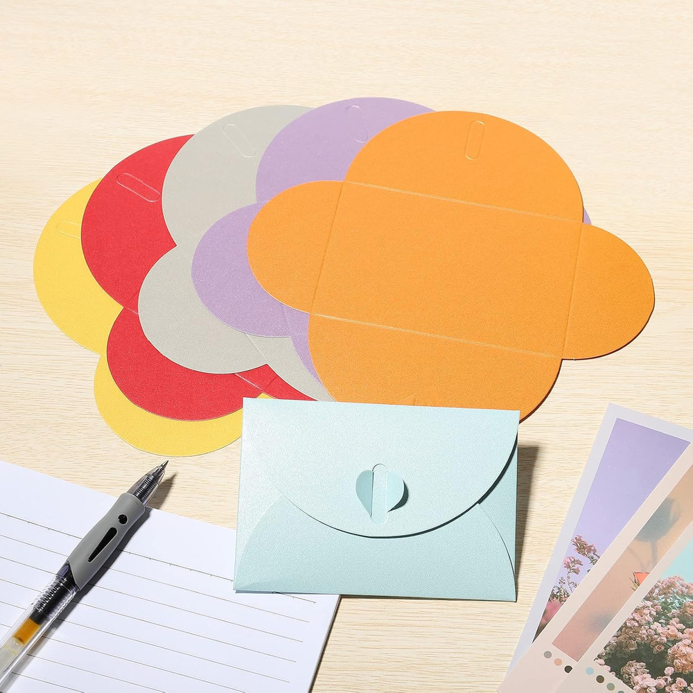 Mini Envelopes, 20 Pack Heart Clasp Tiny Items Storage Cute Present Card Holder