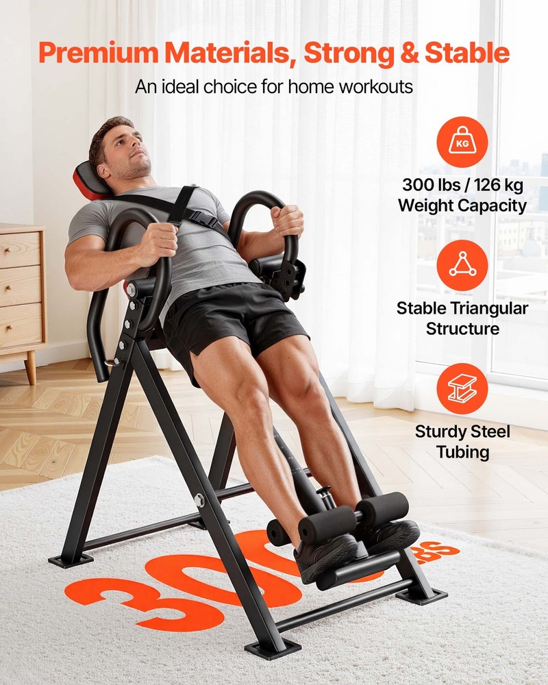 VEVOR Inversion Table 300 lbs Capacity Heavy Duty Inverted Table for Back Neck