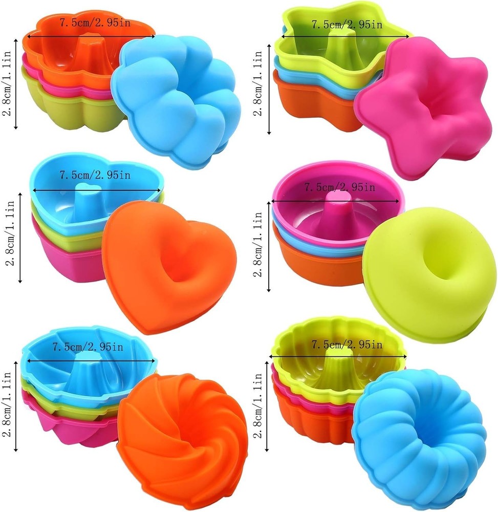 Multipurpose Nonstick Silicone Donut & Jello Molds - 24 Pack for Creative Baking