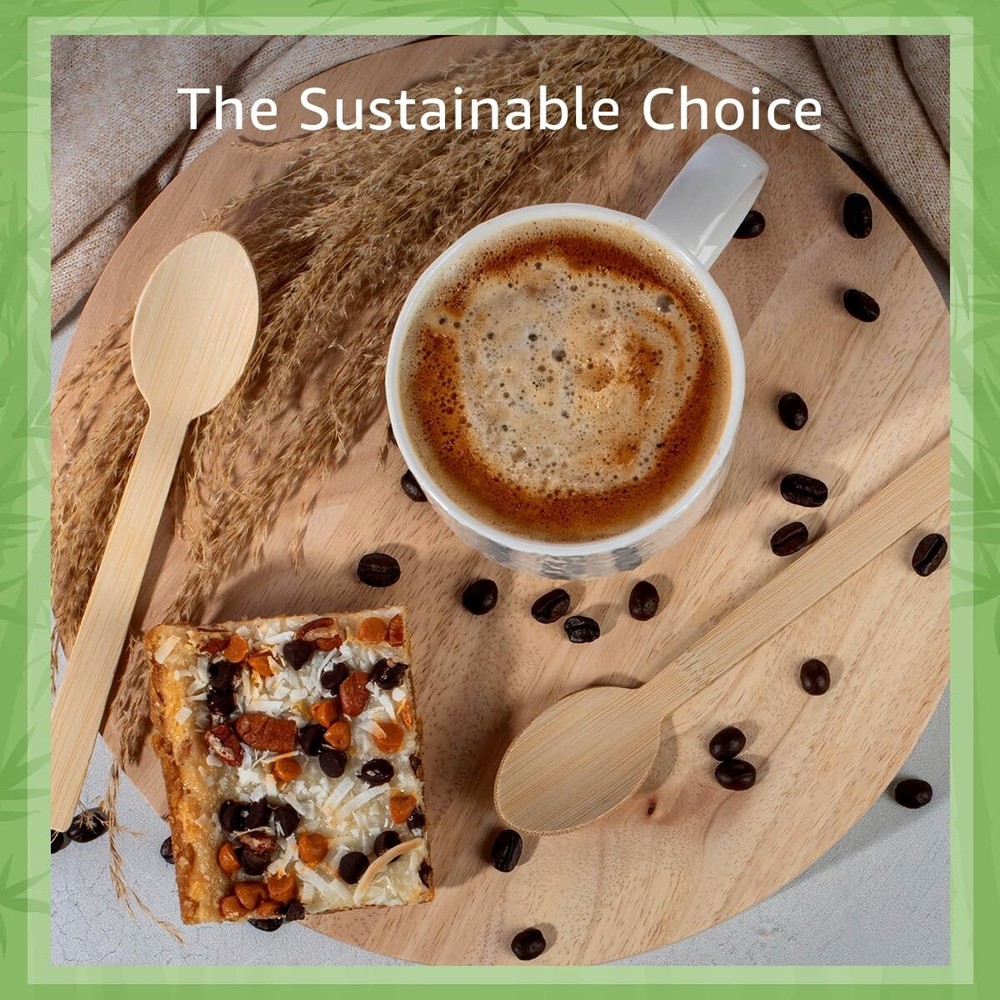 Ibambo 100% Bamboo Spoons - 100 Compostable Spoons, Disposable or Reusable