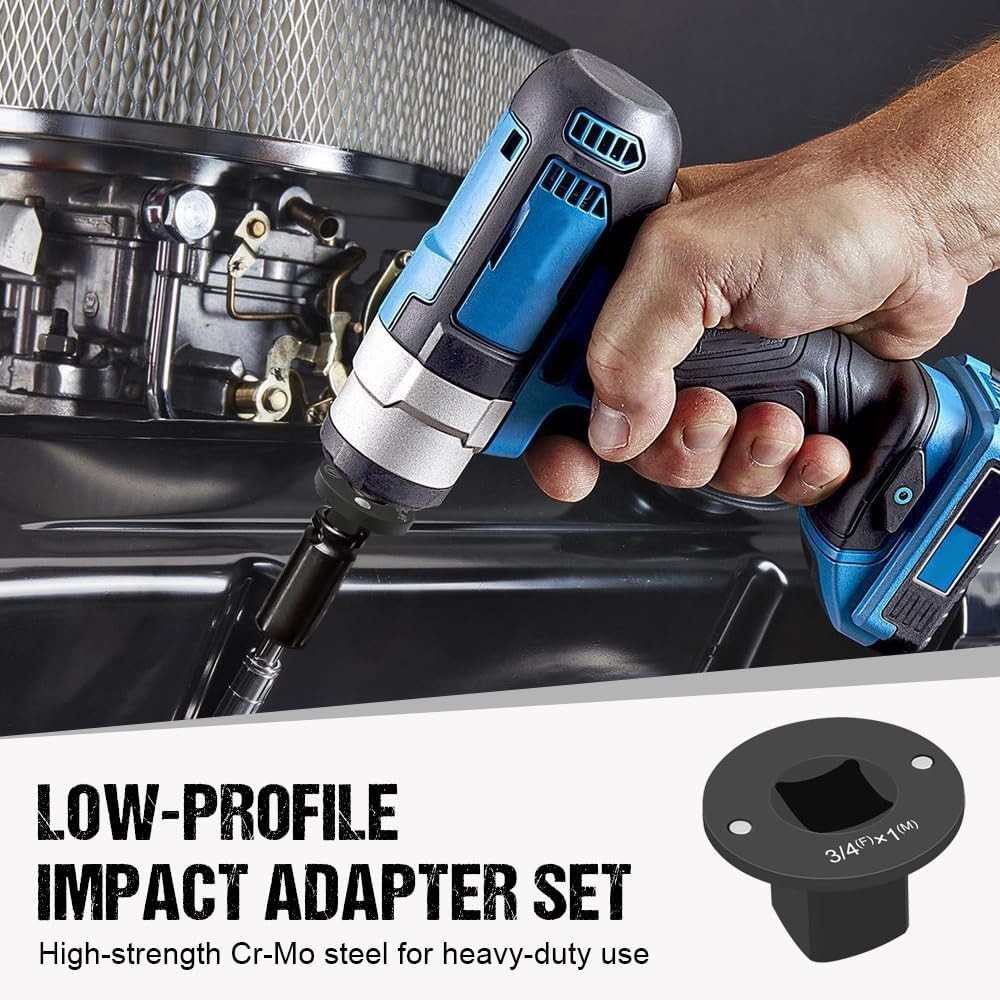4-Pack Low Profile Impact Socket Adapter Set, Drive Reducing Ratchet Adapter Set