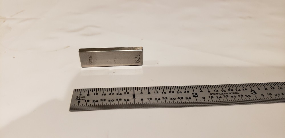 .129" Fowler Rectangular Steel Gage Gauge Block.