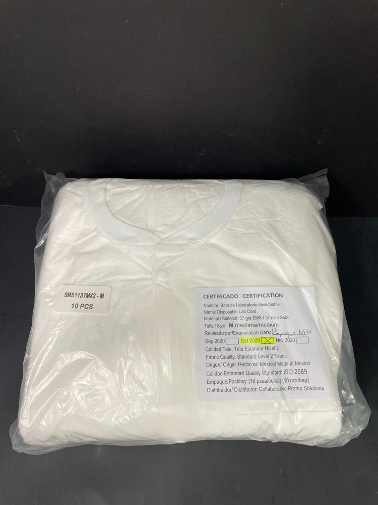 Collaborative Promo Solutions Lab Coat Medium Level 2 SMS White 100 Coats