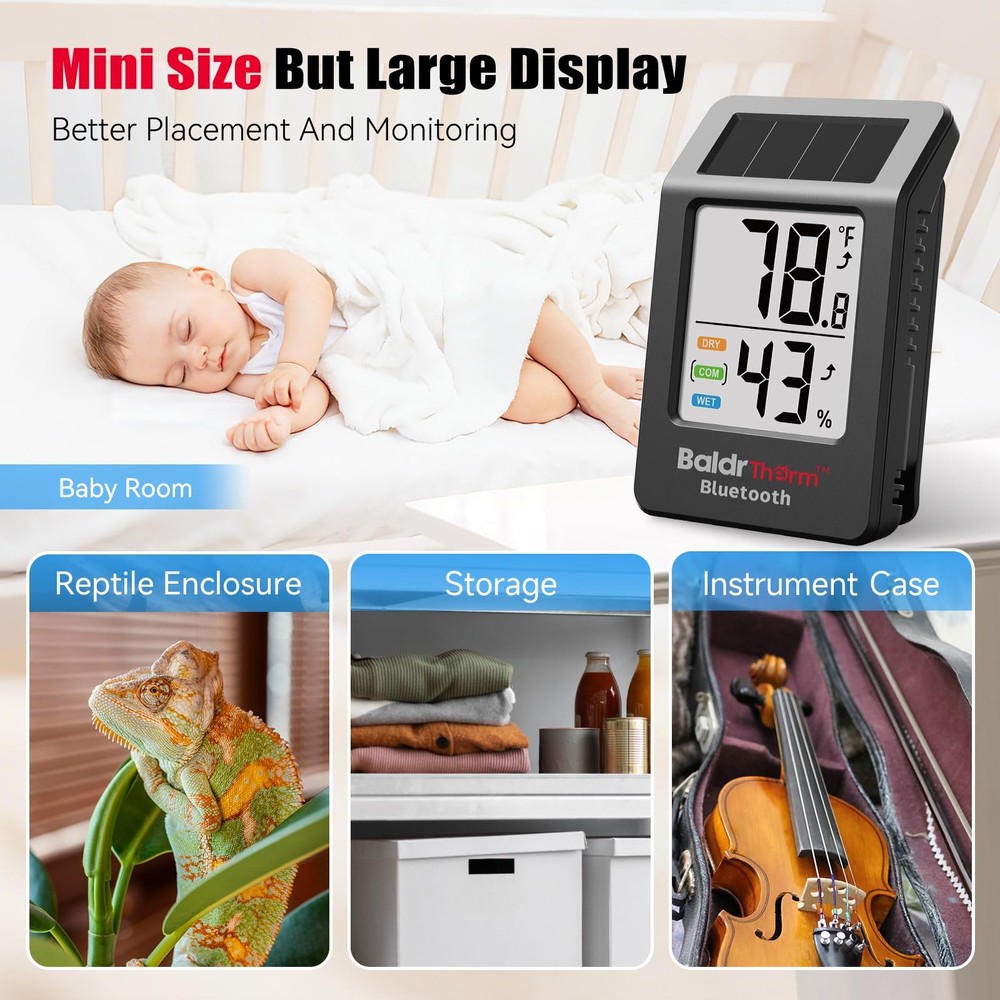 BaldrTherm Bluetooth Thermometer Wireless, 2 pack, 2pack Black