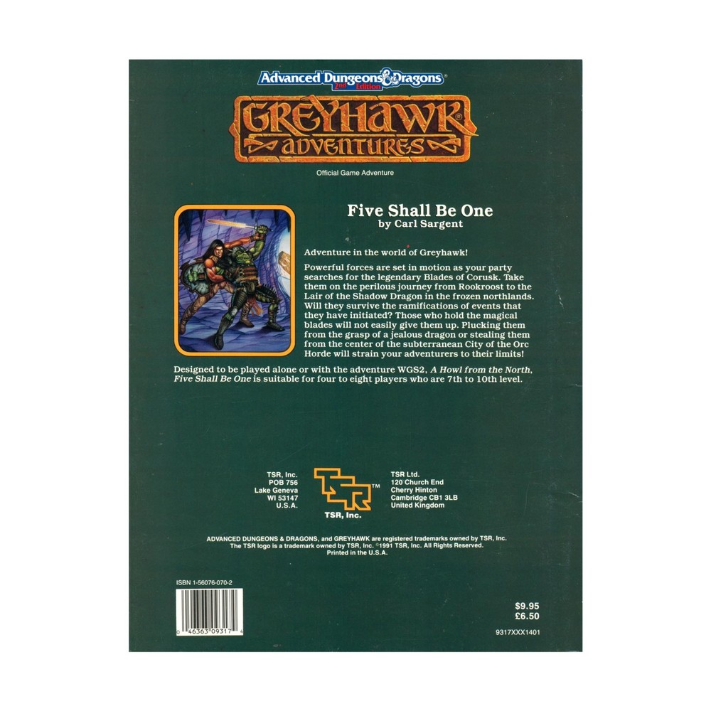 TSR Greyhawk Five Shall be One VG+