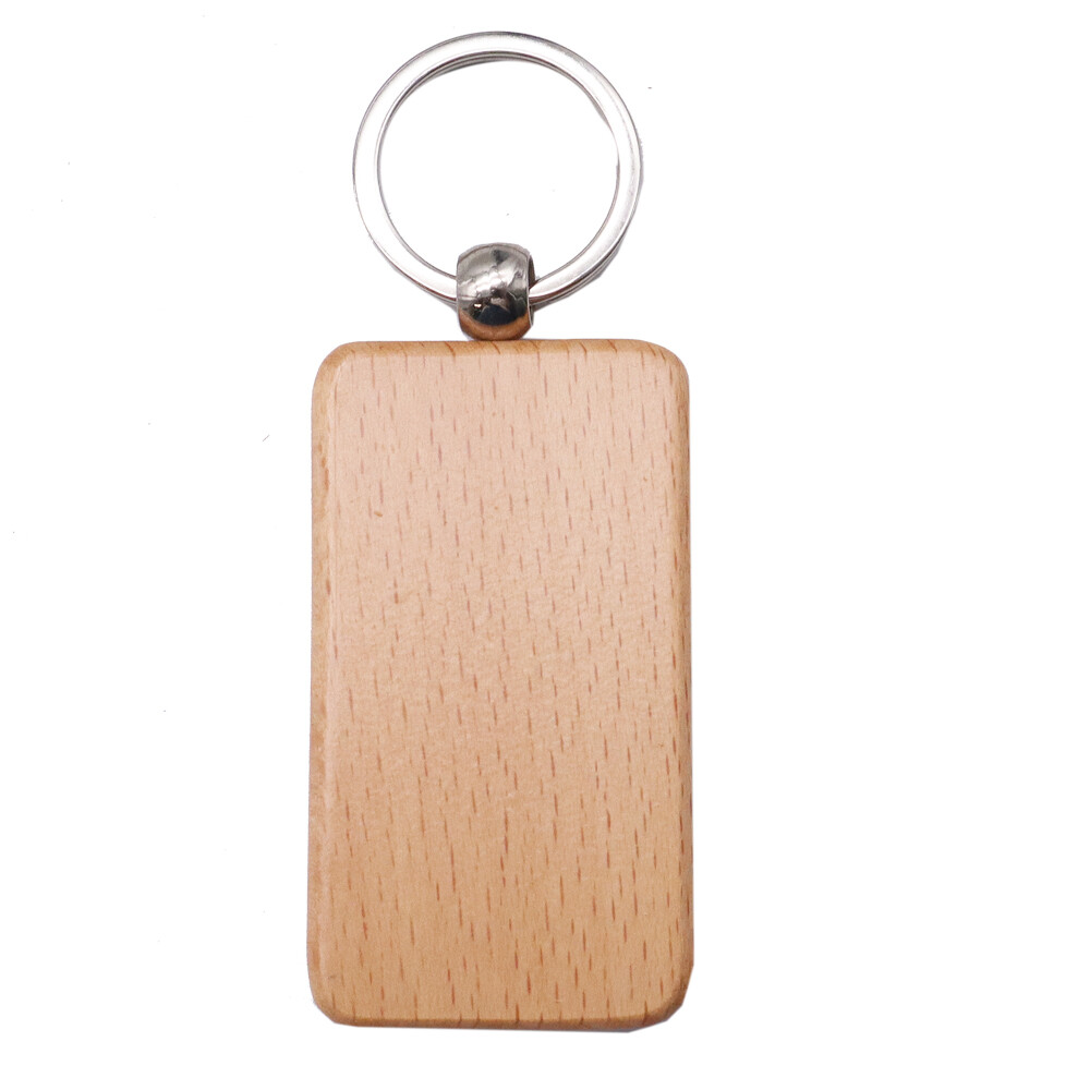 20 PACK DIY Rectangle Blank Wood Keychain Custom Key Tags Personalized Gift