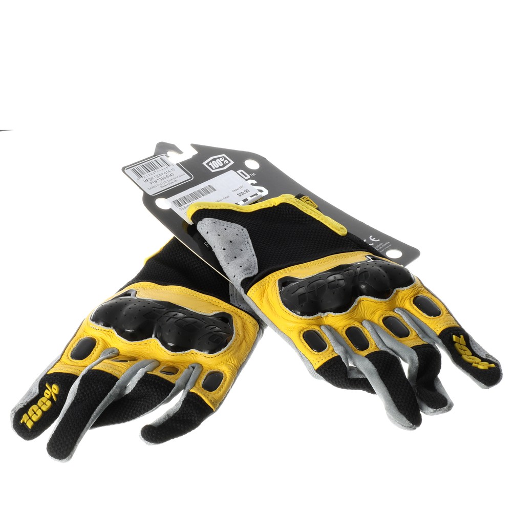 100% Derestricted Gloves Black/Yellow Small