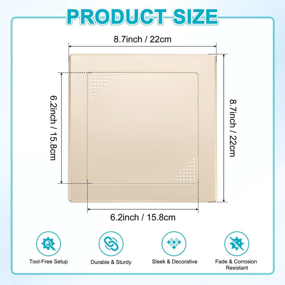 1-Pack Access Panel for Drywall, 6x6" Plastic [Gold Tone, Vented Square]