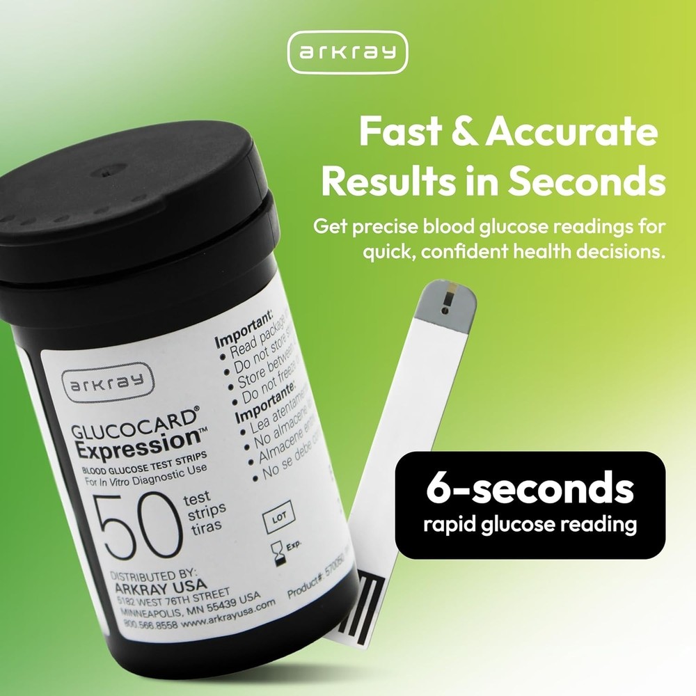 Arkray Glucocard Expression Diabetic Test Strips 2 boxes (100 Ct)