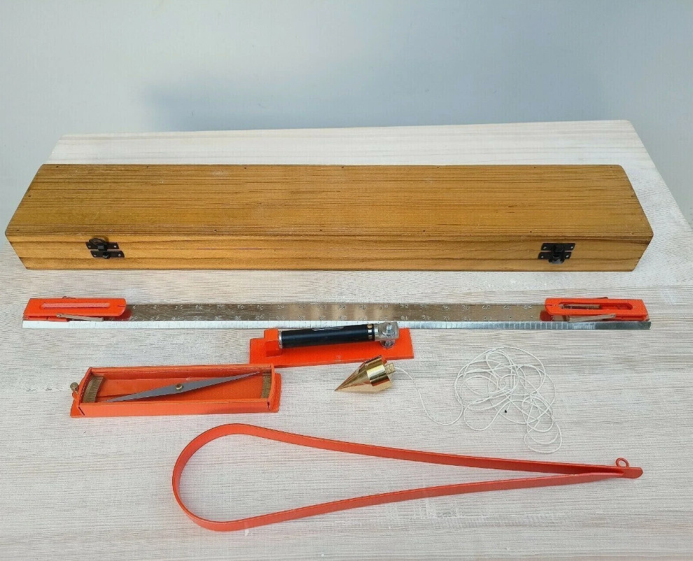 Handmade Survey Drawing Instruments Plane Table Accessory with 5 Items With Box+