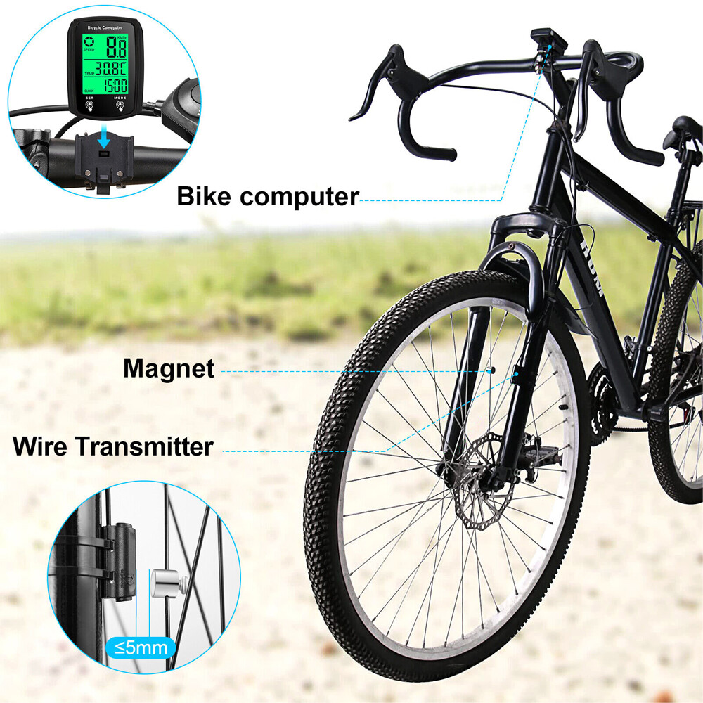 2X Waterproof Wired LCD Digital Cycle Bike Computer Bicycle Speedometer Odometer