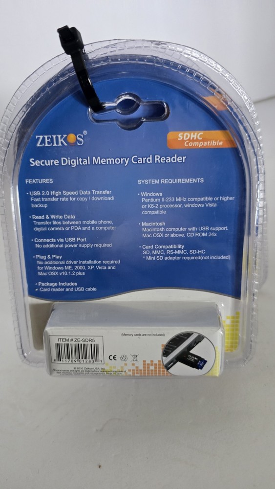 (3) Zeikos Secure Digital Memory Card Reader SDHC Compatible