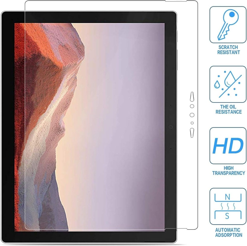 Adeway Microsoft Surface Pro 7 / Pro 7 Plus Screen Protector, Precise cutouts/Te