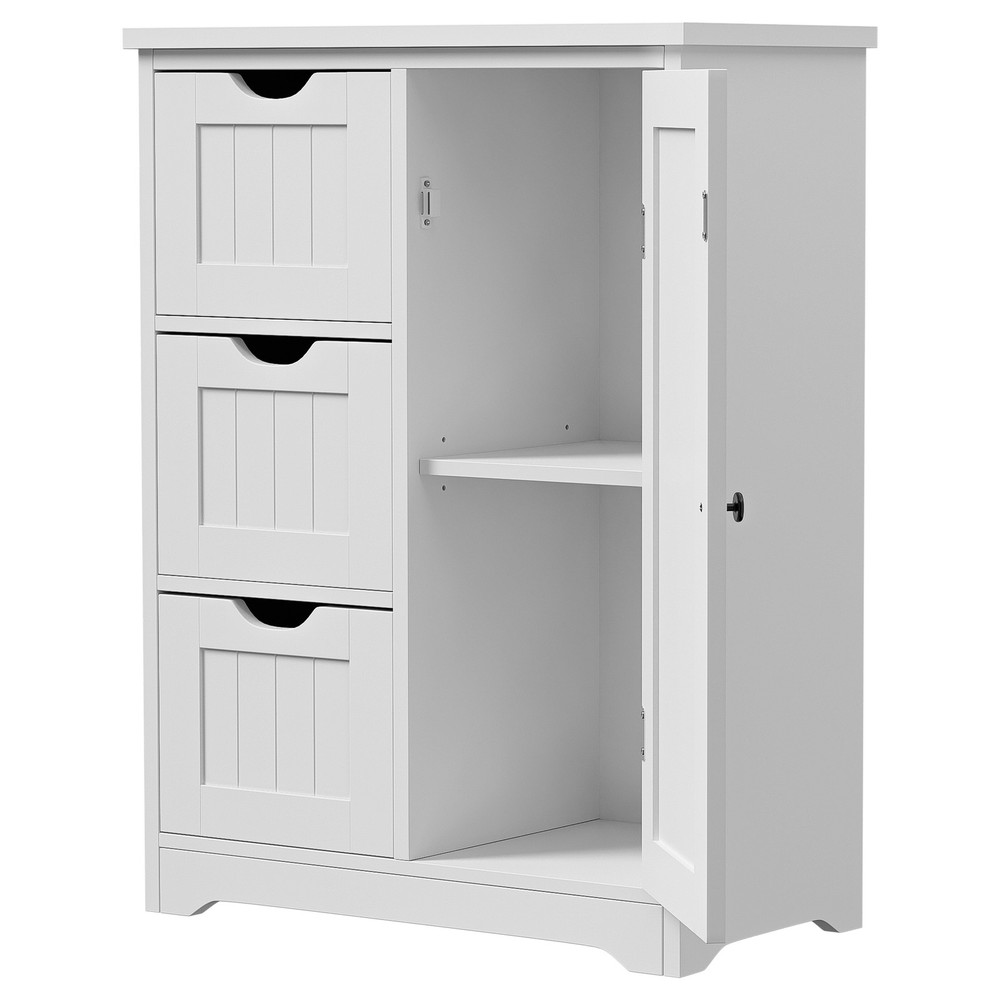 Bathroom Floor Cabinet with Drawer & Adjustable Shelf Kitchen Cupboard Storage