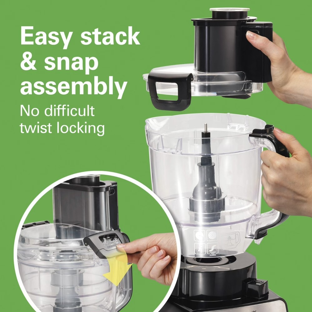 Hamilton Beach 14 Cup Food Processor with Stack & Snap Design and Extra 4-Cup...