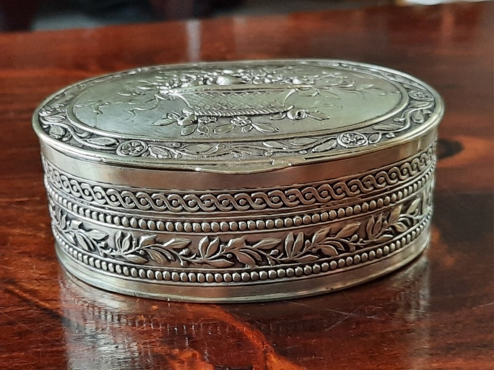 800 Silver German Trinket Box 53.3 grams 2 3/4"