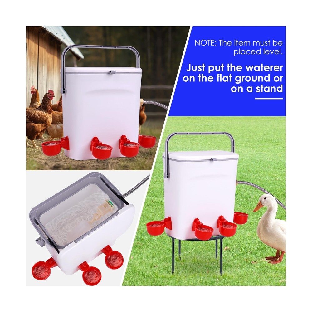 Automatic Chicken Waterer with Float Valve Kit Hose Attachment and ... Fast Ship