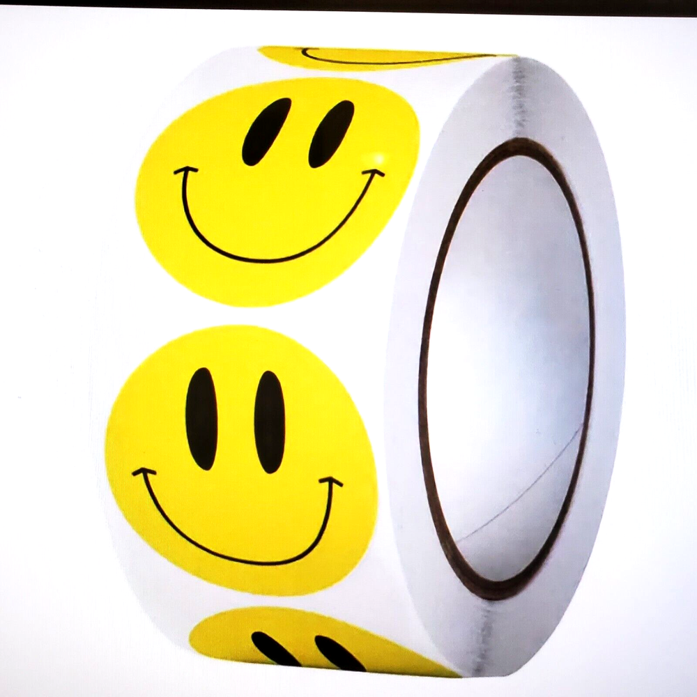 500-pcs/Roll Smiley Face Stickers 1"