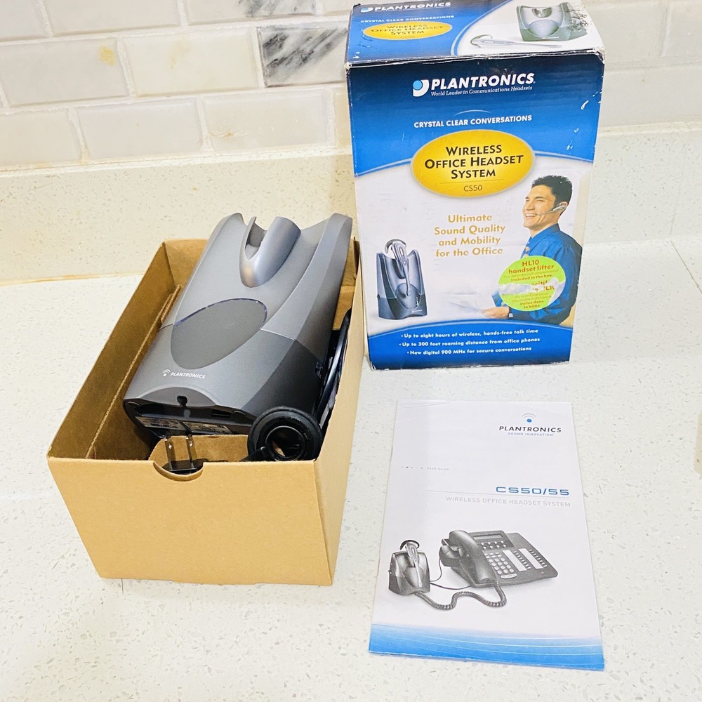 Plantronics CS50 Wireless Office Headset System Tested Works Nice Condition