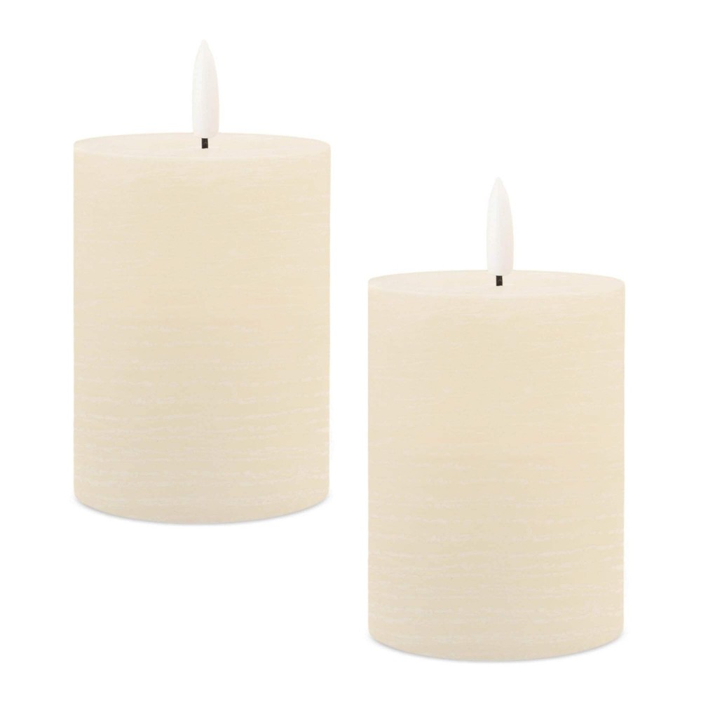 FIA Wick Ivory Pillar Candle (Set / 2)