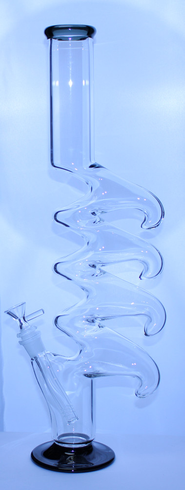 Quad Hook Water Pipe W/ Colored Trim | Black | 20"